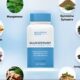 GLUCOTRUST bottle with natural ingredients and a healthy lifestyle in the background.